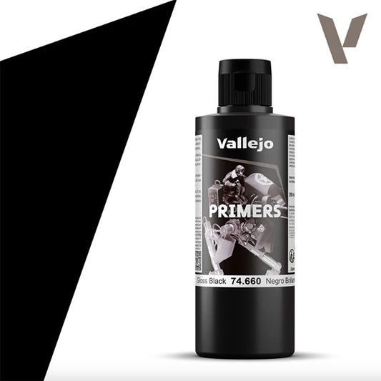 Primer - Vallejo Surface Primer Gloss Black - Imprimación Acrílica Negro Brillante - (Varios tamaños)