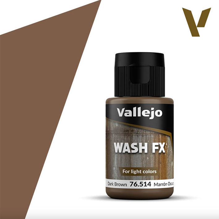 Vallejo - Wash Acrílico (Base Agua) - Marrón Oscuro 76.514 (Dark Brown) 35ml