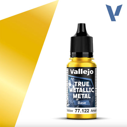 Pintura Acrílica - Vallejo True Metallic Metal (Base) 77.122 (Radiant Yellow) - Amarillo Radiante 18ml