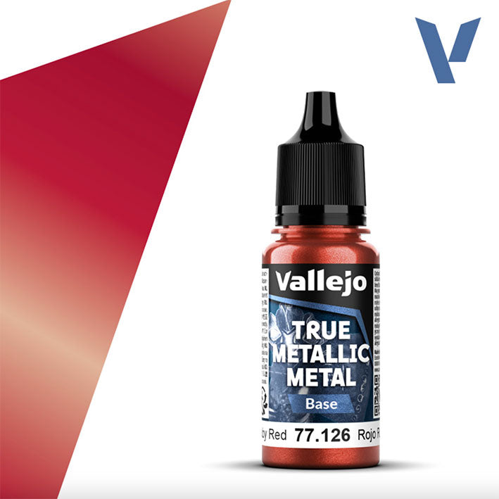 Pintura Acrílica - Vallejo True Metallic Metal (Base) 77.126 (Ruby Red) - Rojo Rubí 18ml