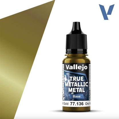 Pintura Acrílica - Vallejo True Metallic Metal (Base) 77.136 (Greenish Gold) - Oro Verde 18ml
