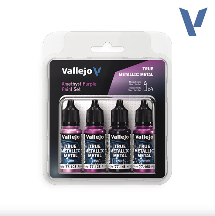 Pintura Acrílica - Vallejo True Metallic Metal Set de Pinturas 77.255 - Amethyst Purple Set - Set Púrpura Amatista (4 pz de 18ml)