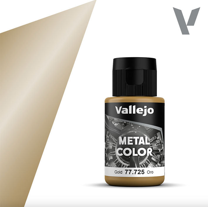 Pintura Acrílica - Vallejo Metal Color 77.725 (Gold) - Oro 32ml