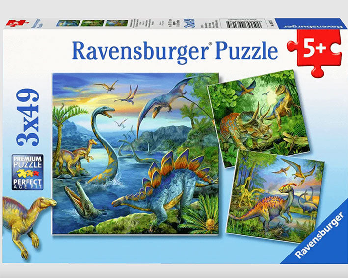 3 Rompecabezas de 49 Piezas Ravensburger - Dinosaurios