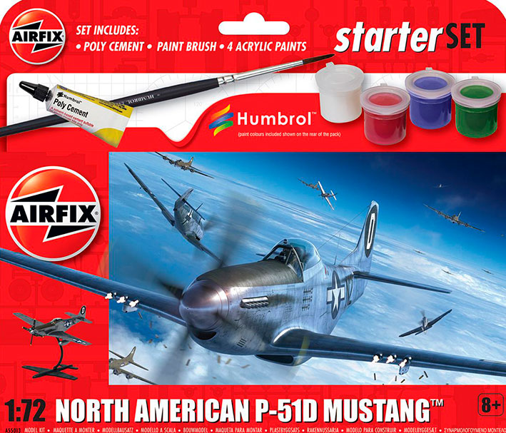 Modelo a escala 1/72 para armar: Starter Set - North American P-51D Mustang