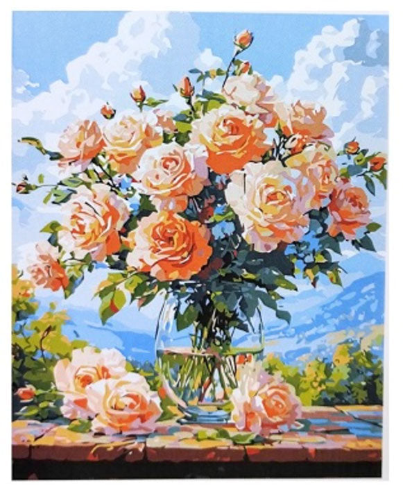 Arte Por Número - Rosas En Un Florero - Bastidor de 40 x 50cm