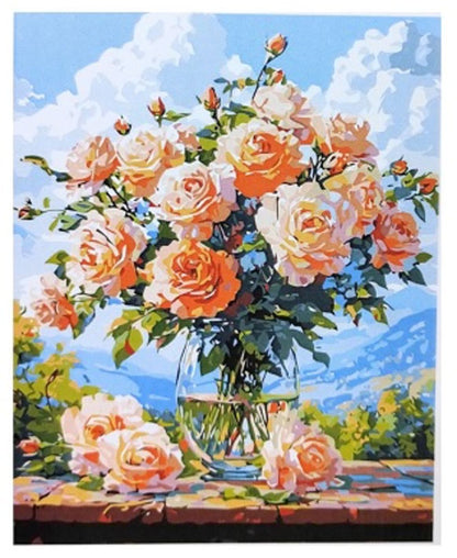Arte Por Número - Rosas En Un Florero - Bastidor de 40 x 50cm