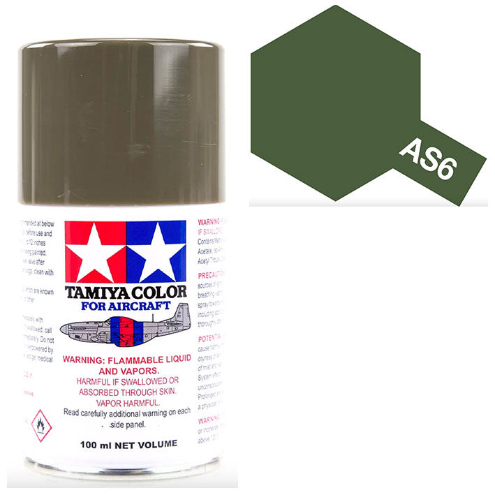 Pintura Aerosol Laca - Tamiya AS6 (Olive Drab USAAF) - USAAF Verde Oliva 100ml