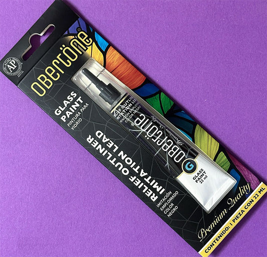 Pinturas para Vidrio Color Negro - Obertone Premium - 1 Tubo de Pintura para Vidrio 22ml (Glass Paint)