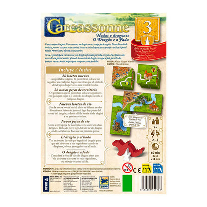 EXPANSIÓN Juego CARCASSONNE Marca DEVIR: Dragones y Hadas