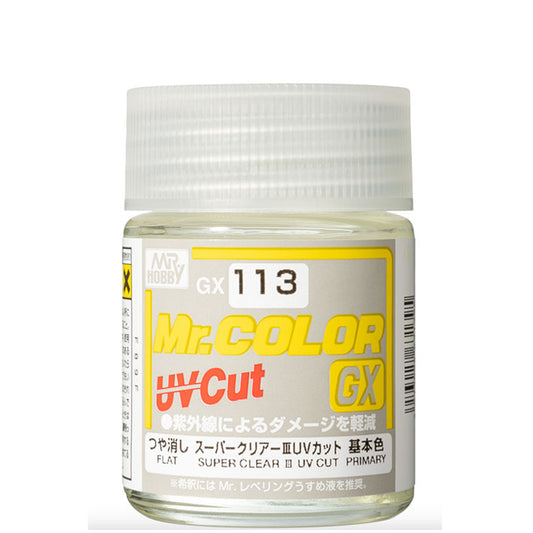 Barniz Laca - Mr. Color GX UV cut - GX113 Super Clear (Flat) - Barniz Transparente Mate 18ml