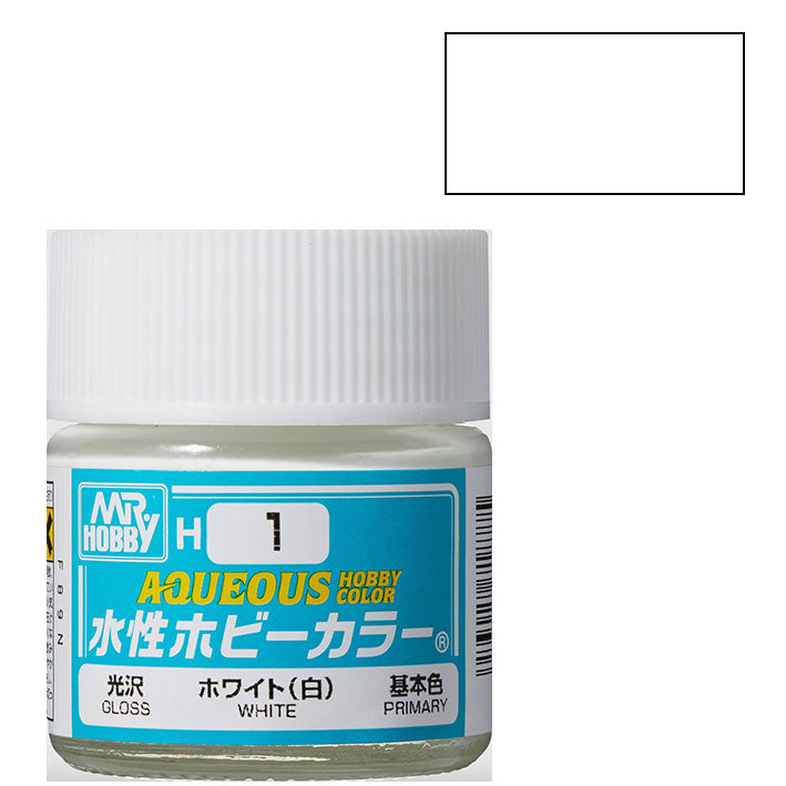 Pintura Acrílica - Mr. Hobby Aqueous H1 (Gloss White) - Blanco Brillante 10ml
