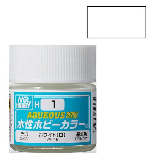 Pintura Acrílica - Mr. Hobby Aqueous H1 (Gloss White) - Blanco Brillante 10ml