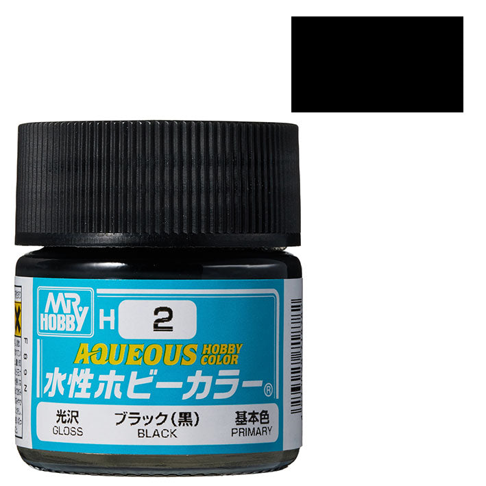 Pintura Acrílica - Mr. Hobby Aqueous H2 (Gloss Black) - Negro Brillante 10ml