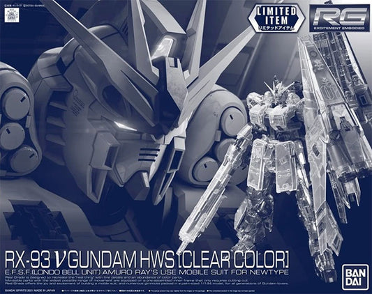 Bandai - Gundam Model Kit - ν Gundam HWS [Clear Color] RG 1/144