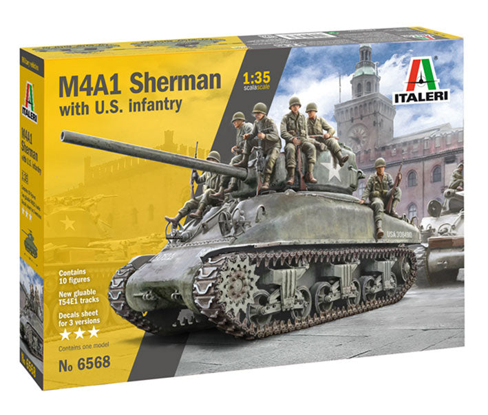 Modelo a escala 1/35 para armar: M4A1 SHERMAN with U.S. infantry