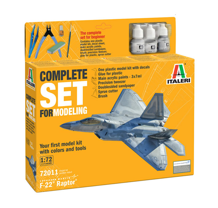 Modelo a escala 1/72 para armar: F-22 Raptor - Complete Set For Modeling - Starter kit