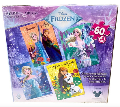 ROMPECABEZAS 4 EN 1 DE 60 PIEZAS C/U NOVELTY: FROZEN
