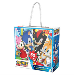 ROMPECABEZAS 4 EN 1 DE 60 PIEZAS C/U NOVELTY: Sonic