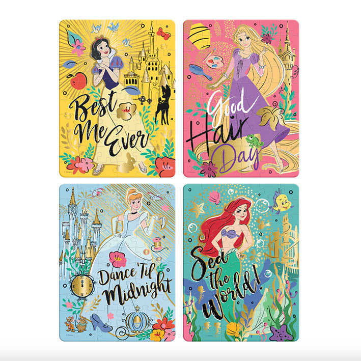 ROMPECABEZAS 4 EN 1 DE 60 PIEZAS C/U NOVELTY: Disney Princesas