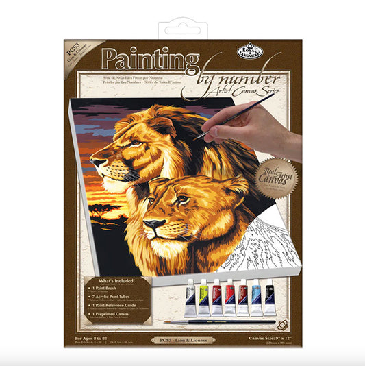 Pinta con Números - Leones - Bastidor de 22 x 30cm