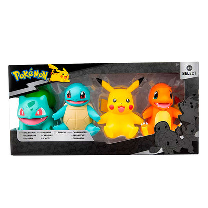 Pókemon Select: Pokemon - Juego De 4 Figuras - Pikachu, Charmander, Bulbasaur, Squirtle