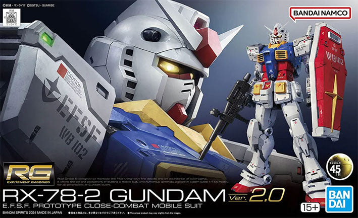 Bandai - Gundam Model Kit - RX-78-2 Gundam (Ver. 2.0) RG 1/144