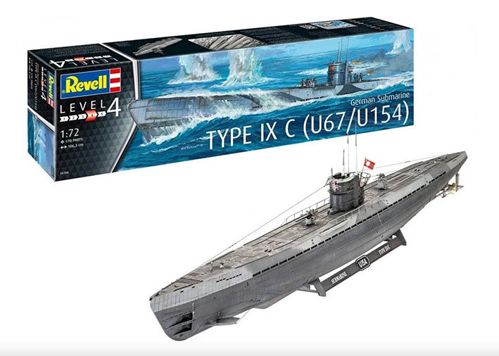 Modelo a escala 1/72 para armar: Submarino Alemán Tipo IX C U67/U154
