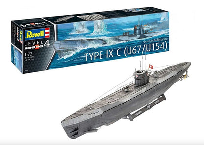 Modelo a escala 1/72 para armar: Submarino Alemán Tipo IX C U67/U154