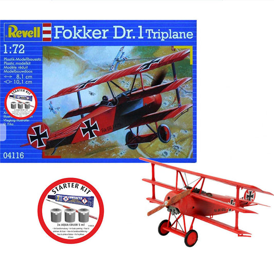 Modelo a escala 1/72 para armar: Starter Set Fokker DR.1 Triplan