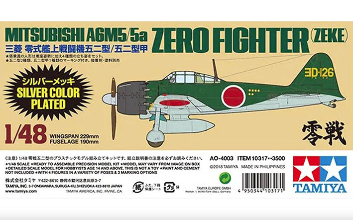 Modelo a escala 1/48 para armar: Mitsubishi A6M5/5a Zero Fighter (Zeke) Silver Plated