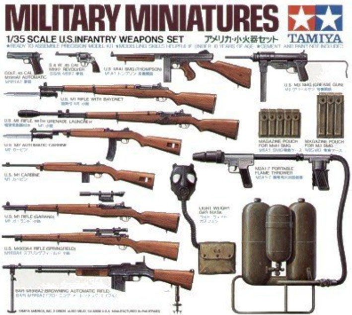 Modelo a escala 1/35 para armar: Militar - U.S. Infantry Weapons Set (Armas de Infantería Estadounidense)