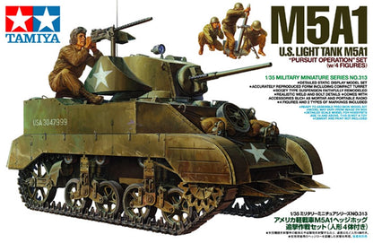 Modelo a escala 1/35 para armar: U.S. LIGHT TANK M5A1 "PURSUIT OPERATION" SET (w/4 FIGURES)