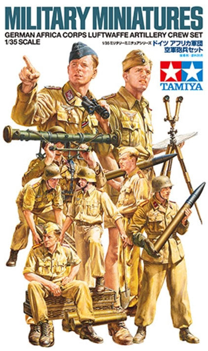 Modelo a escala 1/35 para armar: Militar - WWII U.S. German Africa Corps Luftwaffe Artillery Crew Set ( Set de Tripulación de Artillería de la Luftwaffe del Cuerpo Alemán de Africa WWII)