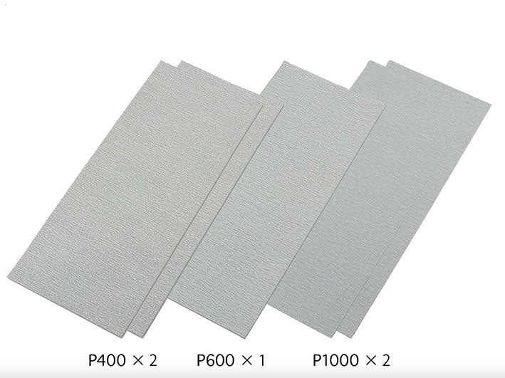 Tamiya Finishing Abrasives Set - Set de Lijas para Acabado (5 pzas) - (Grados de grano abrasivo P400 x2 / P600 x1 / P1000 x2)