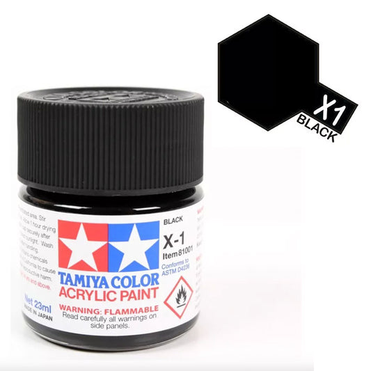 Pintura Acrílica - Tamiya X1 (Gloss Black) - Negro Brillante 23ml / 10 ml