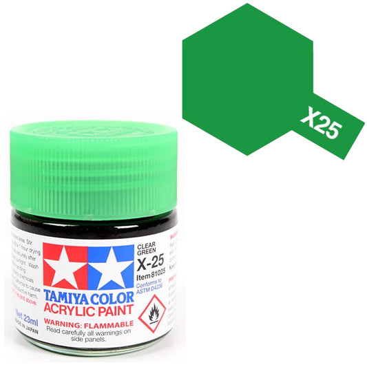 Pintura Acrílica - Tamiya X25 (Clear Green) - Verde Traslúcido 23ml / 10 ml