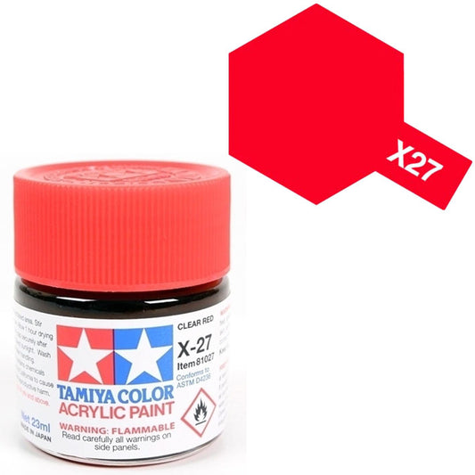 Pintura Acrílica - Tamiya X27 (Clear Red) - Rojo Traslúcido 23ml / 10 ml