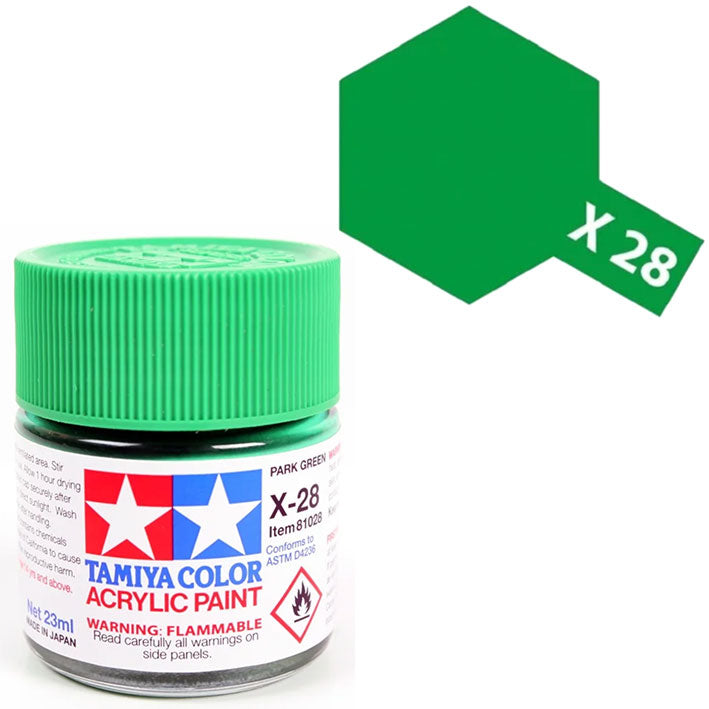 Pintura Acrílica - Tamiya X28 (Park Green) - Verde Parque Brillante 23ml / 10 ml