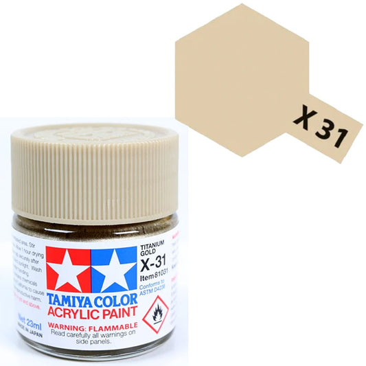 Pintura Acrílica - Tamiya X31 (Gloss Metallic Titanium Gold) - Dorado Titanio Brillante Metálica 23ml / 10 ml