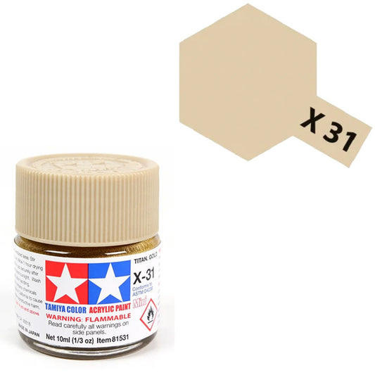 Pintura Acrílica - Tamiya X31 (Gloss Metallic Titanium Gold) - Dorado Titanio Brillante Metálica 23ml / 10 ml