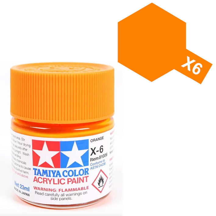 Pintura Acrílica - Tamiya X6 (Gloss Orange) - Naranja Brillante 23ml / 10 ml
