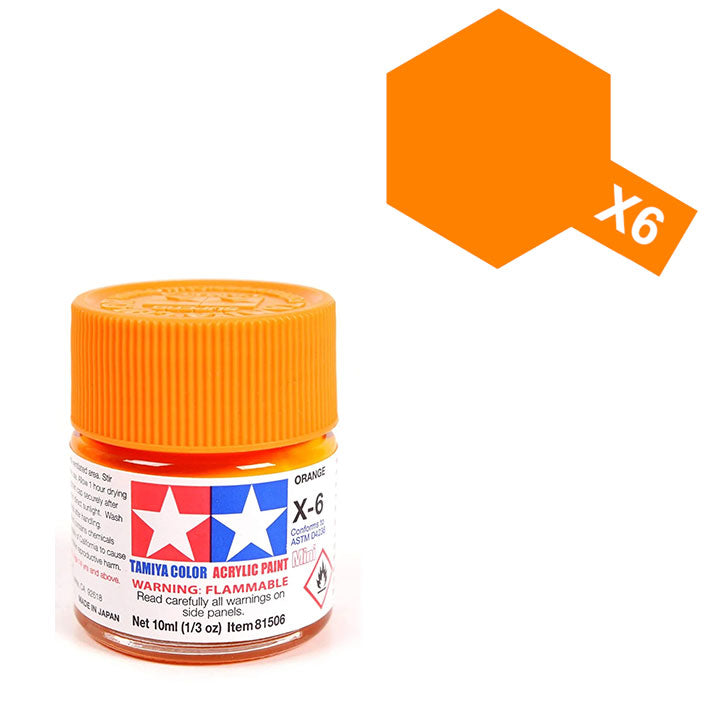Pintura Acrílica - Tamiya X6 (Gloss Orange) - Naranja Brillante 23ml / 10 ml