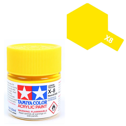 Pintura Acrílica - Tamiya X8 (Gloss Lemon Yellow) - Amarillo Limón Brillante 23ml / 10 ml
