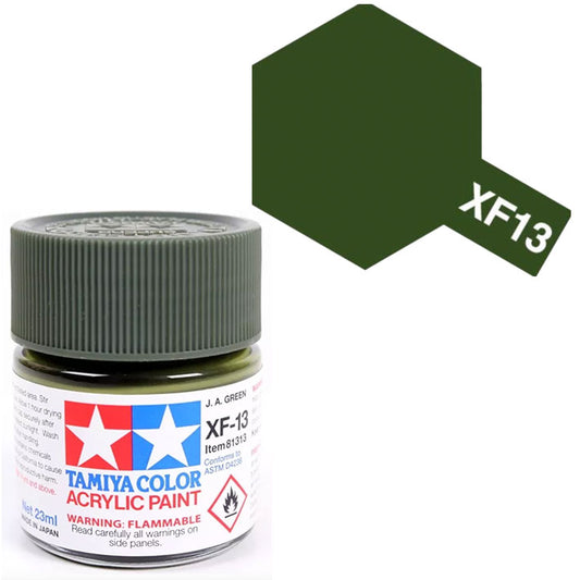 Pintura Acrílica - Tamiya XF13 (Flat J.A. Green) - Verde J.A. Mate 23ml / 10 ml