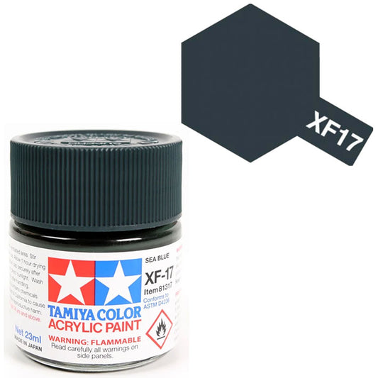 Pintura Acrílica - Tamiya XF17 (Flat Sea Blue) - Azul Mar Mate 23ml / 10 ml