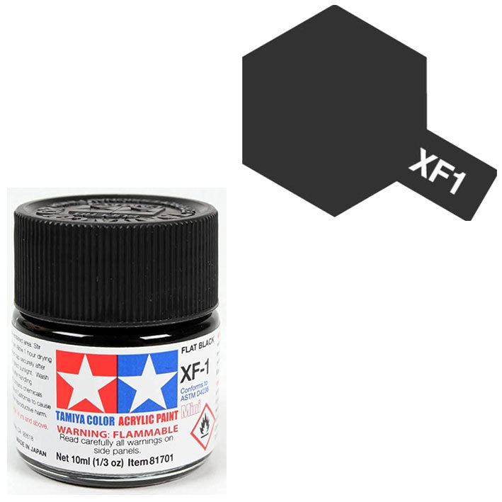 Pintura Acrílica - Tamiya XF1 (Flat Black) - Negro Mate 23ml / 10 ml