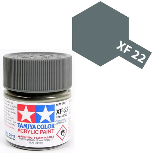 Pintura Acrílica - Tamiya XF22 (Flat RLM Grey) - Gris RLM Mate 23ml / 10 ml