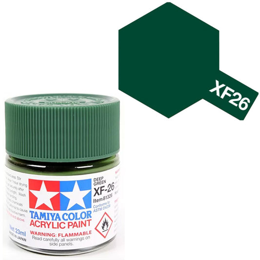Pintura Acrílica - Tamiya XF26 (Flat Deep Green) - Verde Intenso Mate 23ml / 10 ml