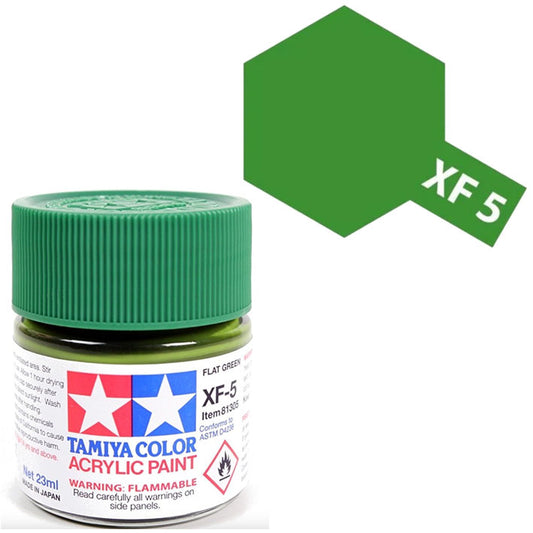 Pintura Acrílica - Tamiya XF5 (Flat Green) - Verde Mate 23ml / 10 ml